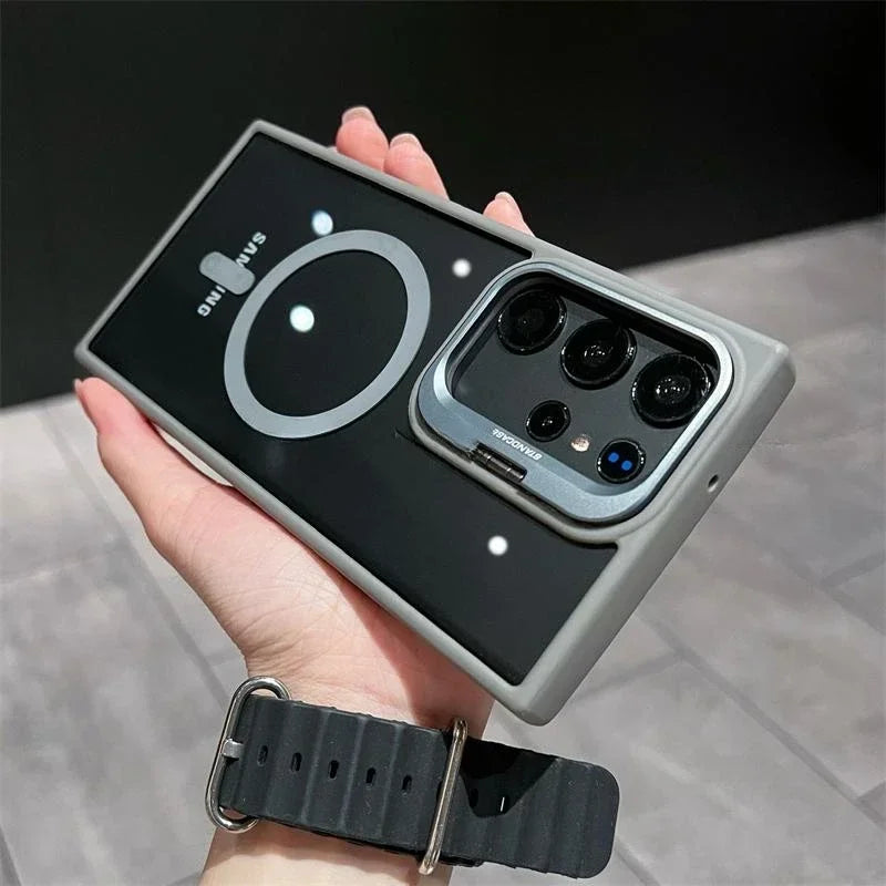 For Magsafe Hidden Holder Clear Case for Samsung Galaxy S25 S24 Ultra S22 plus S23 FE Shockproof Magnetic Wirelesss Charge Cover