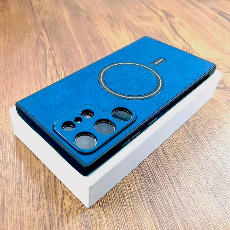 Vintage PU Leather Case for Magsafe Wireless Charging for Samsung Galaxy S25 S24 S23 S22 S21 Ultra plus FE Note 20 S 24 Cover