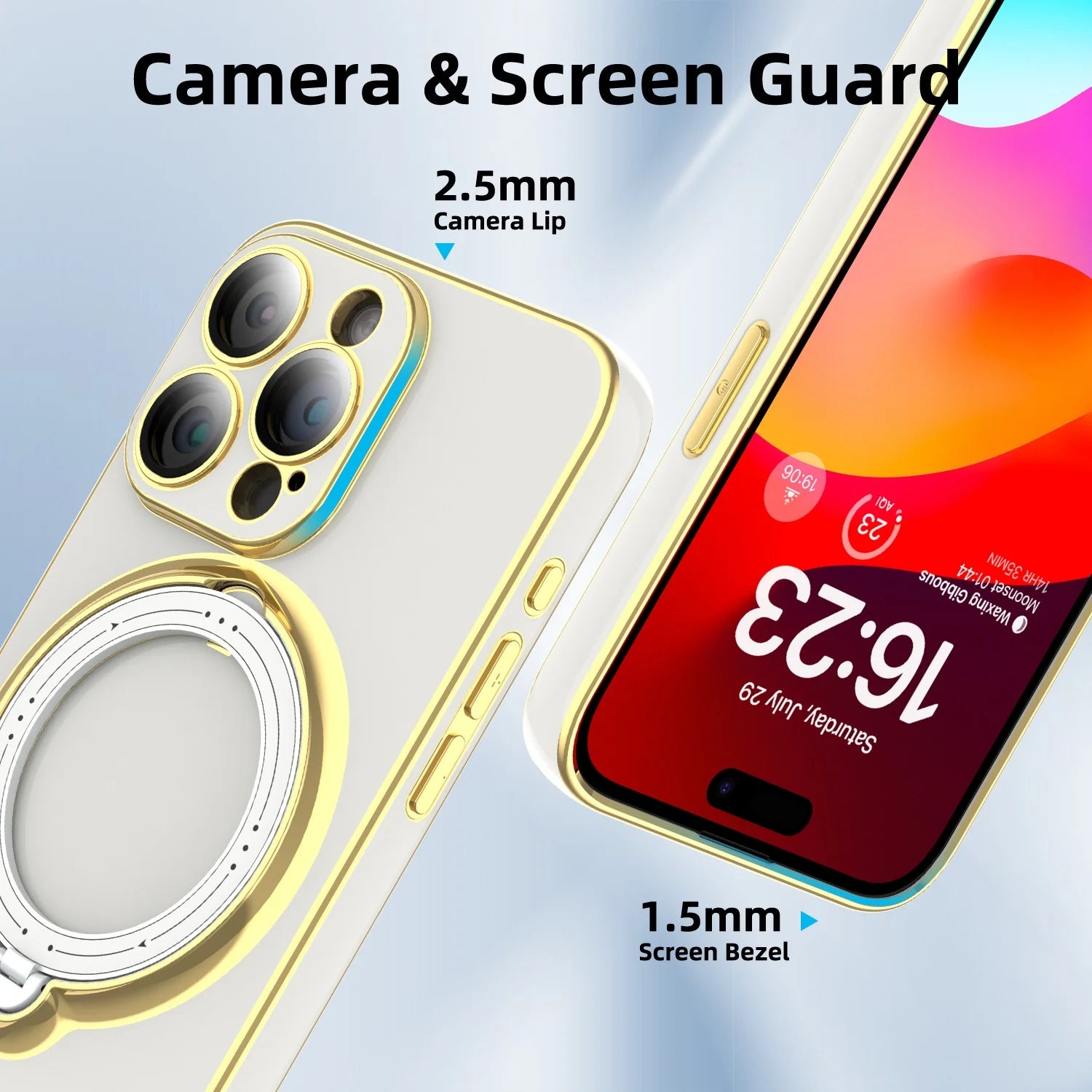 Lens Protector Case for iPhone 15 Pro Max/15 Pro/15 Plus with Magnetic Plating - White