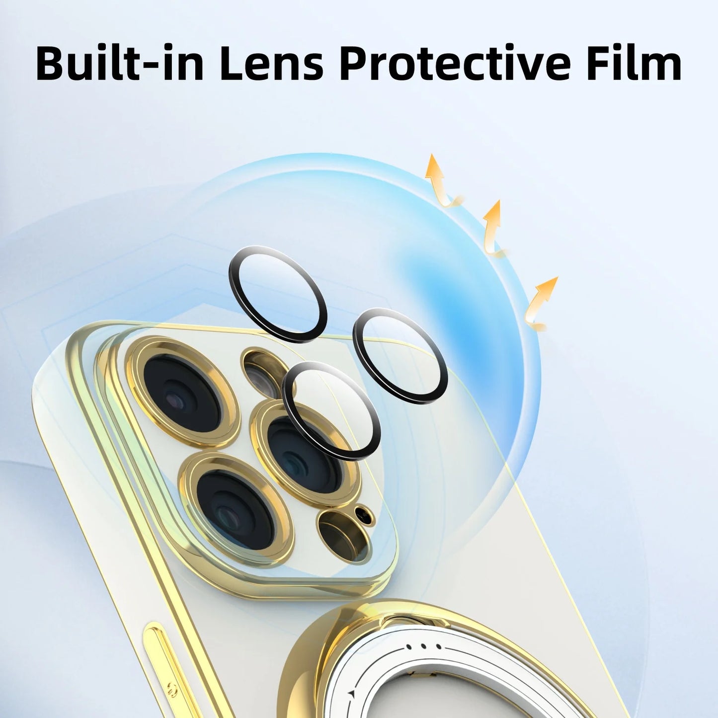 Lens Protector Case for iPhone 15 Pro Max/15 Pro/15 Plus with Magnetic Plating - White
