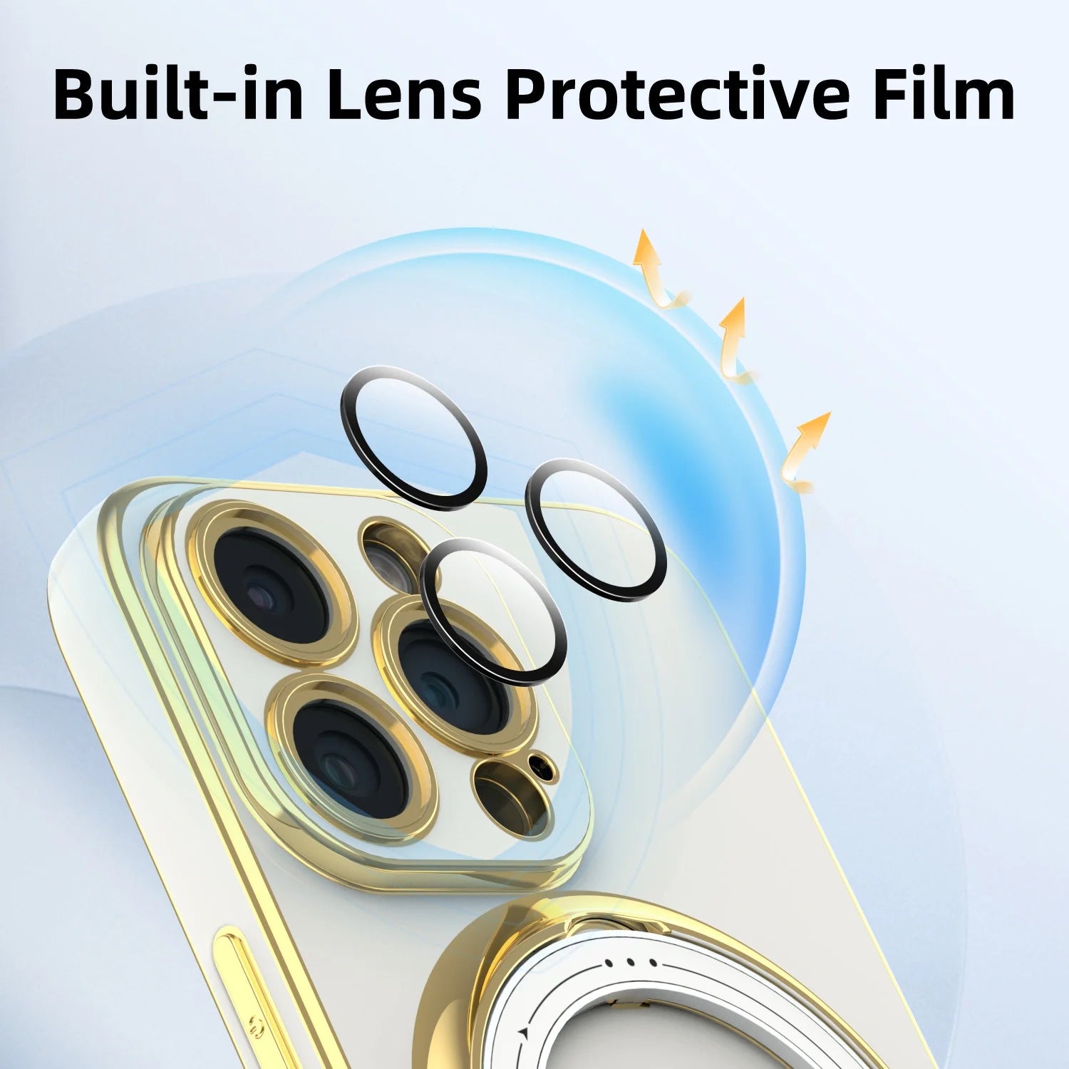 Lens Protector Case for iPhone 15 Pro Max/15 Pro/15 Plus with Magnetic Plating - White