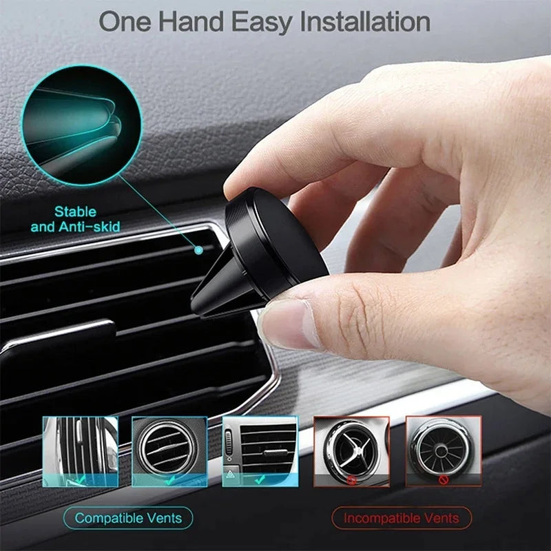Magnetic Car Phone Holder for iPhone 15/14/13/12, Huawei, and Xiaomi