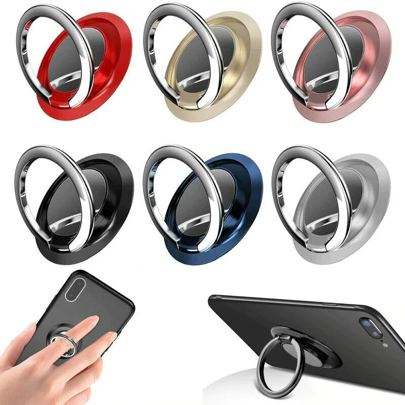 360° Rotating Finger Ring Holder Stand for Mobile Phones - Universal Magnetic Mount Sticker Pad