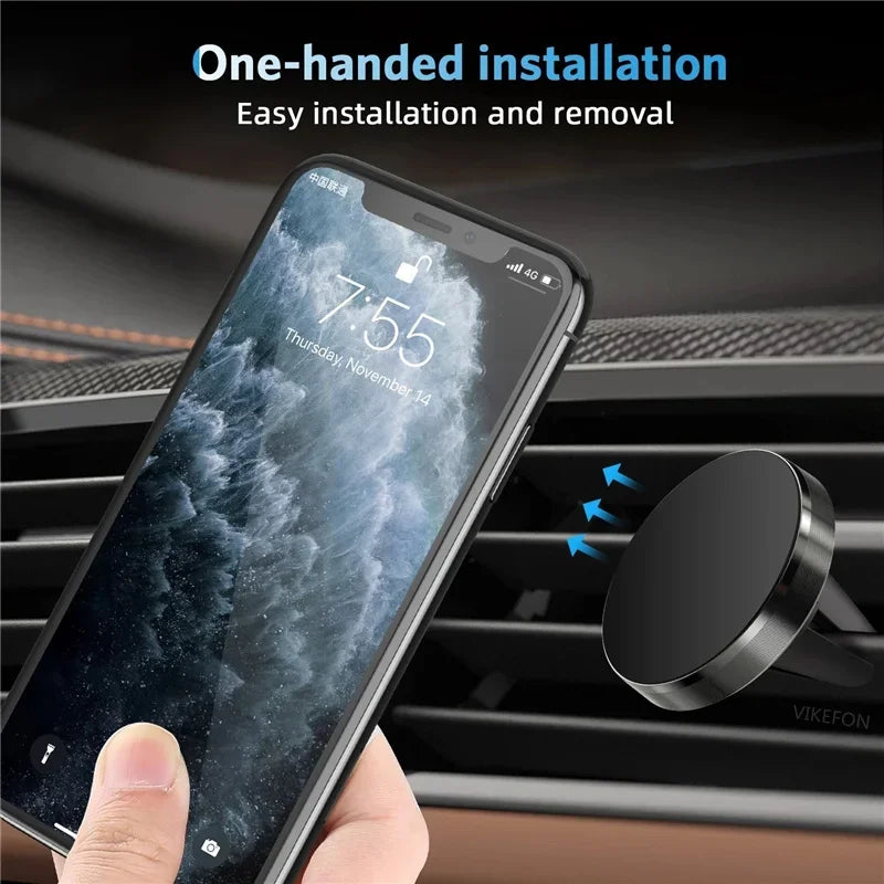 Magnetic Car Phone Holder for iPhone 15/14/13/12, Huawei, and Xiaomi