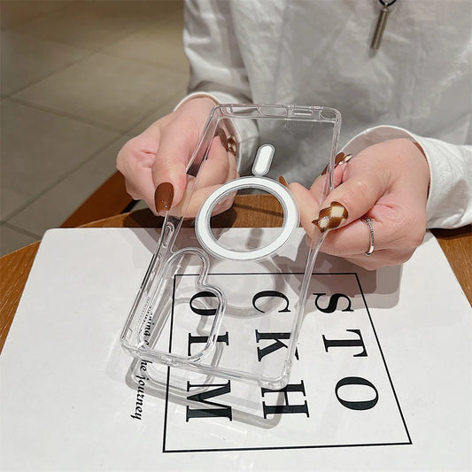 MagSafe Magnetic Charging Phone Case for Samsung Galaxy S25, S24, S23 Ultra, S22 Plus, S21 FE, A16, A15, A35, A55 - Clear Acrylic Slim Design